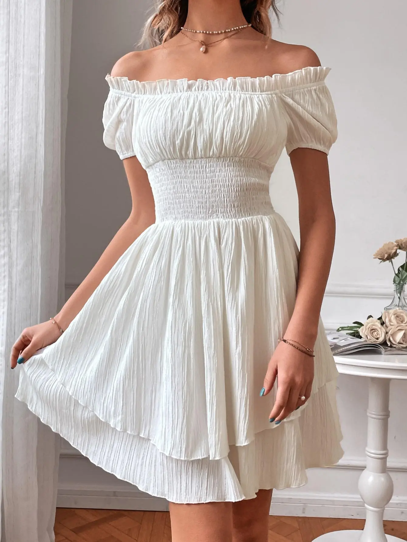Off Shoulders Short Dress SHEIN