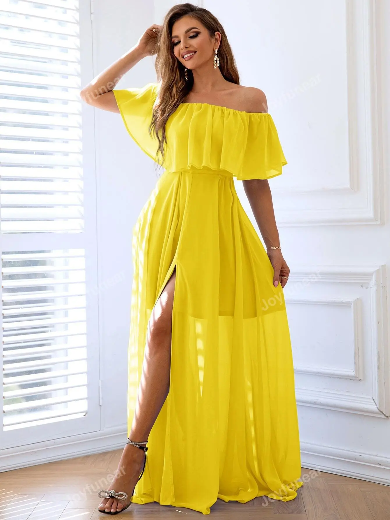 Off Shoulder Chiffon Summer Dress