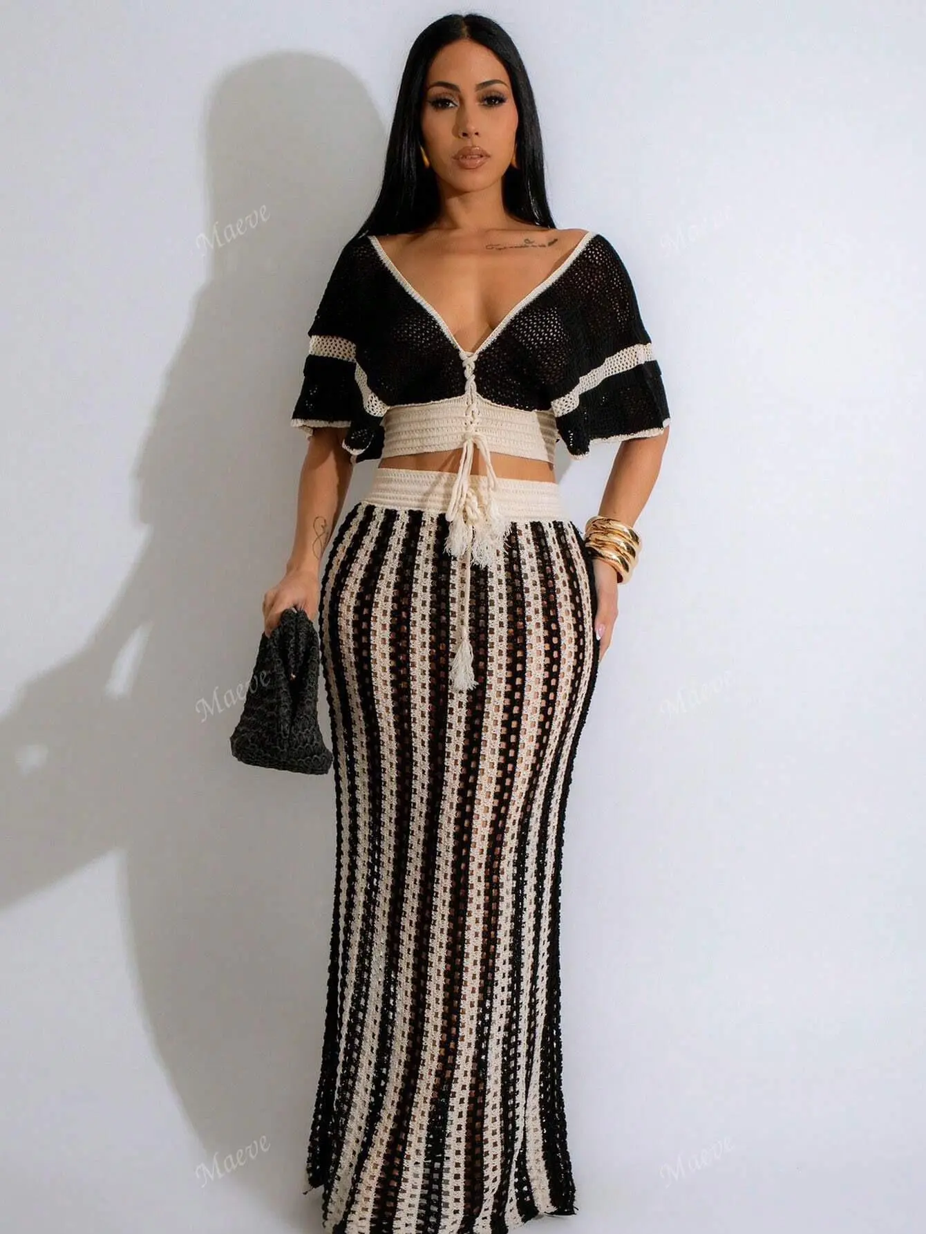 2Pcs Knit Top & Skirt Suit