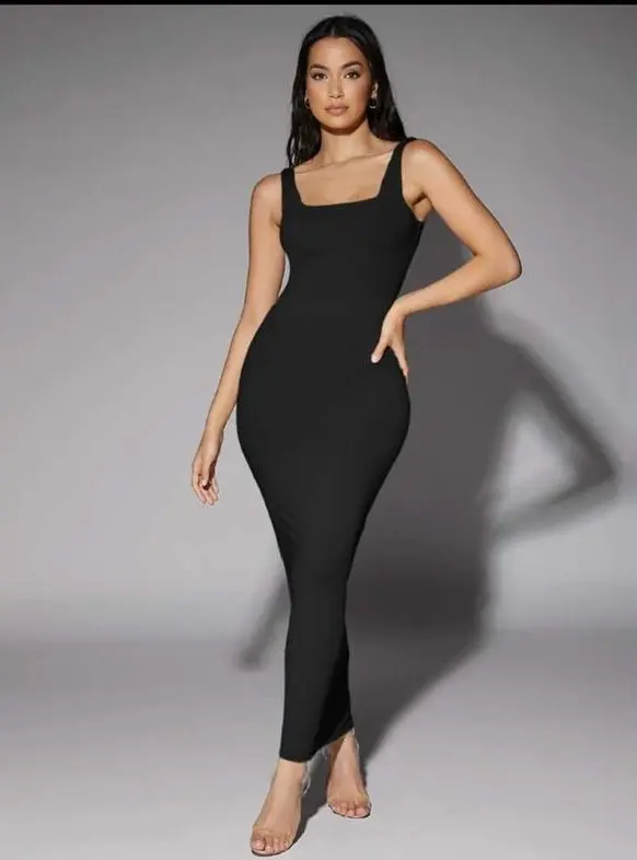 Strap Solid SHE Dress