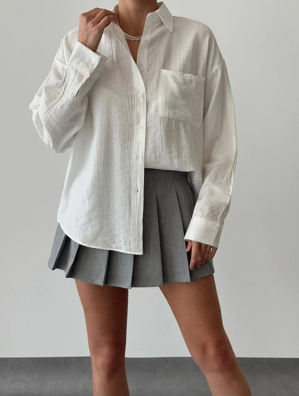 Solid One Pocket Linin Blouse 7932
